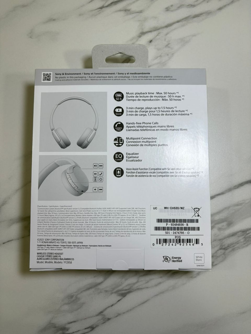 Audífonos Sony WH-CH520 (Blanco) - Tucase.sc Store